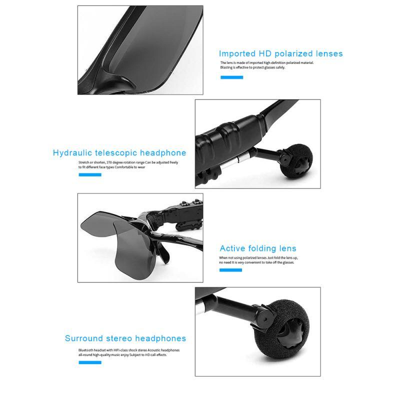 Outdoor Bluetooth 5.0 Smart Sunglasses, Wireless Headphones, Sport, With Microphone, For Smart Phones