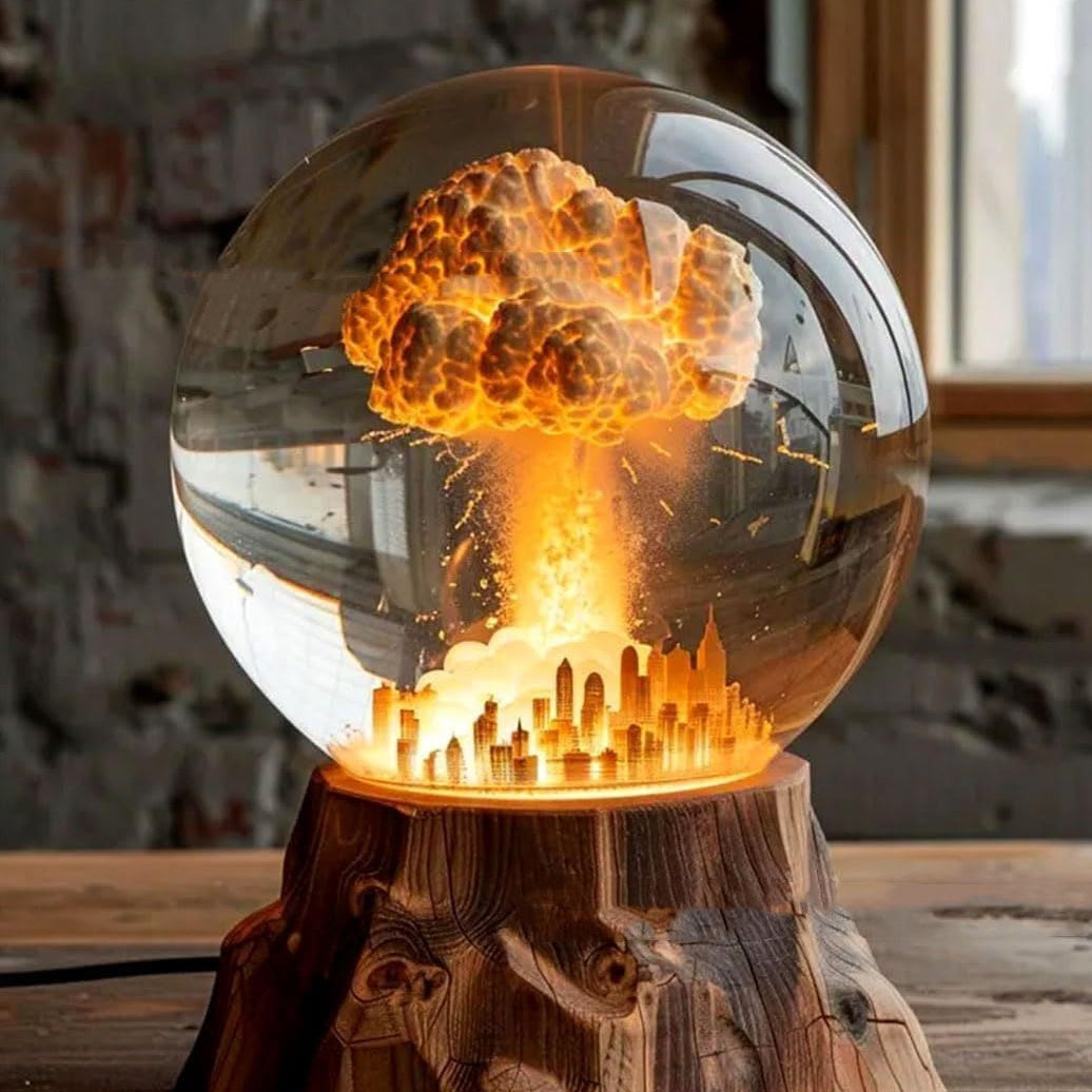 Atomic Bomb Explosion Lamp, Nuclear Explosion Lamp, 3D Mushroom Cloud Explosion Night Light, Atomic Bomb Model Atmosphere Lamp, LED Resin Night Light, Beside Lamp, Desk Lamp, Table Lamp