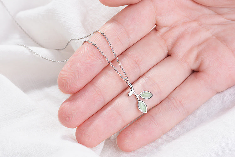 925 Sterling Silver Jewelry Set Earrings Ring Necklace Opal Leaf Bracelet, Womens Summer Jewelry