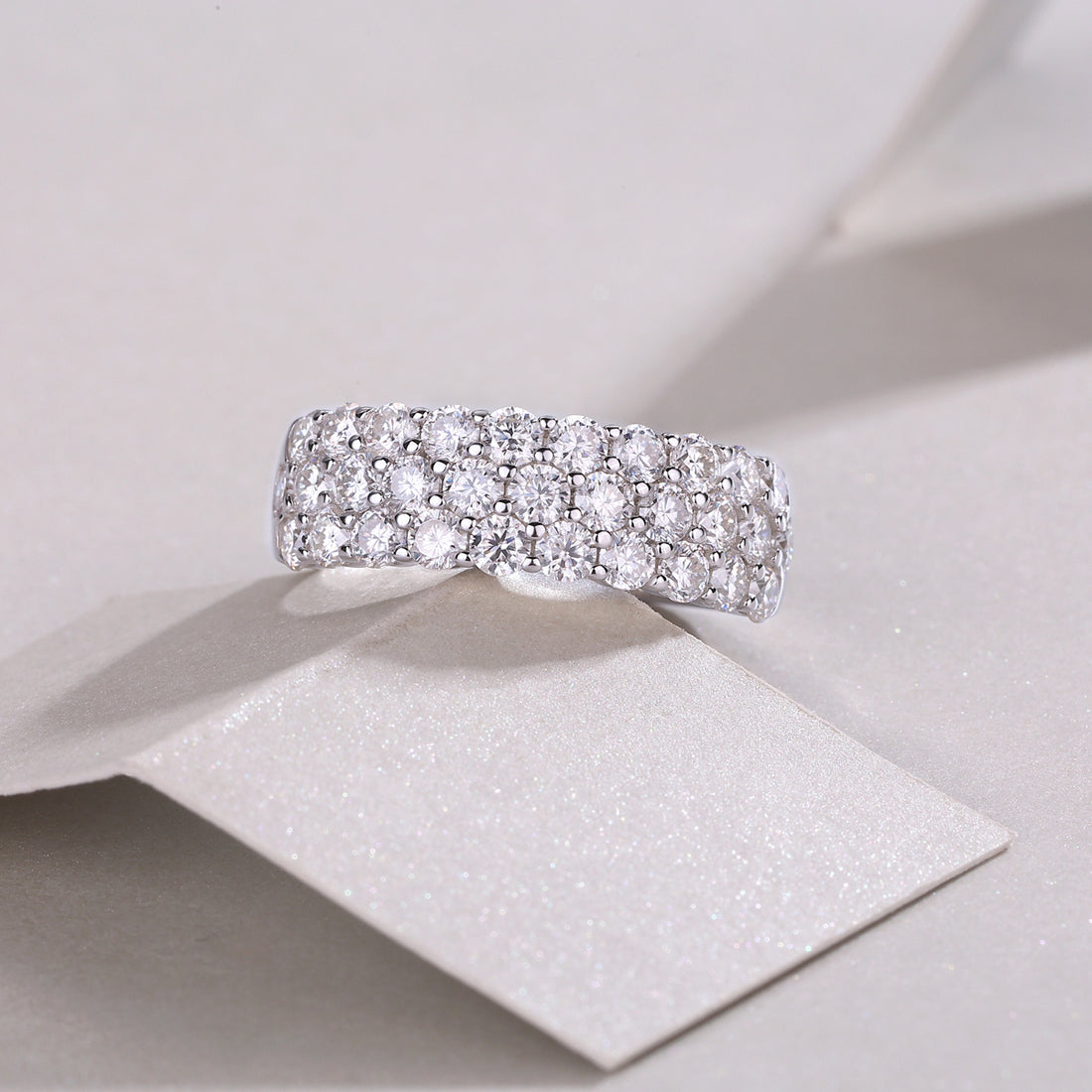 Multi-row Diamond Ring Luxury Fashion Set Moissanite Silver Ring