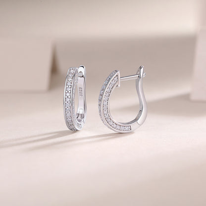 Highlight - S925 Moissanite Sterling Silver Earrings With Platinum-plated Stud Earrings, Fashionable, Trendy And Affordable Diamond Jewelry